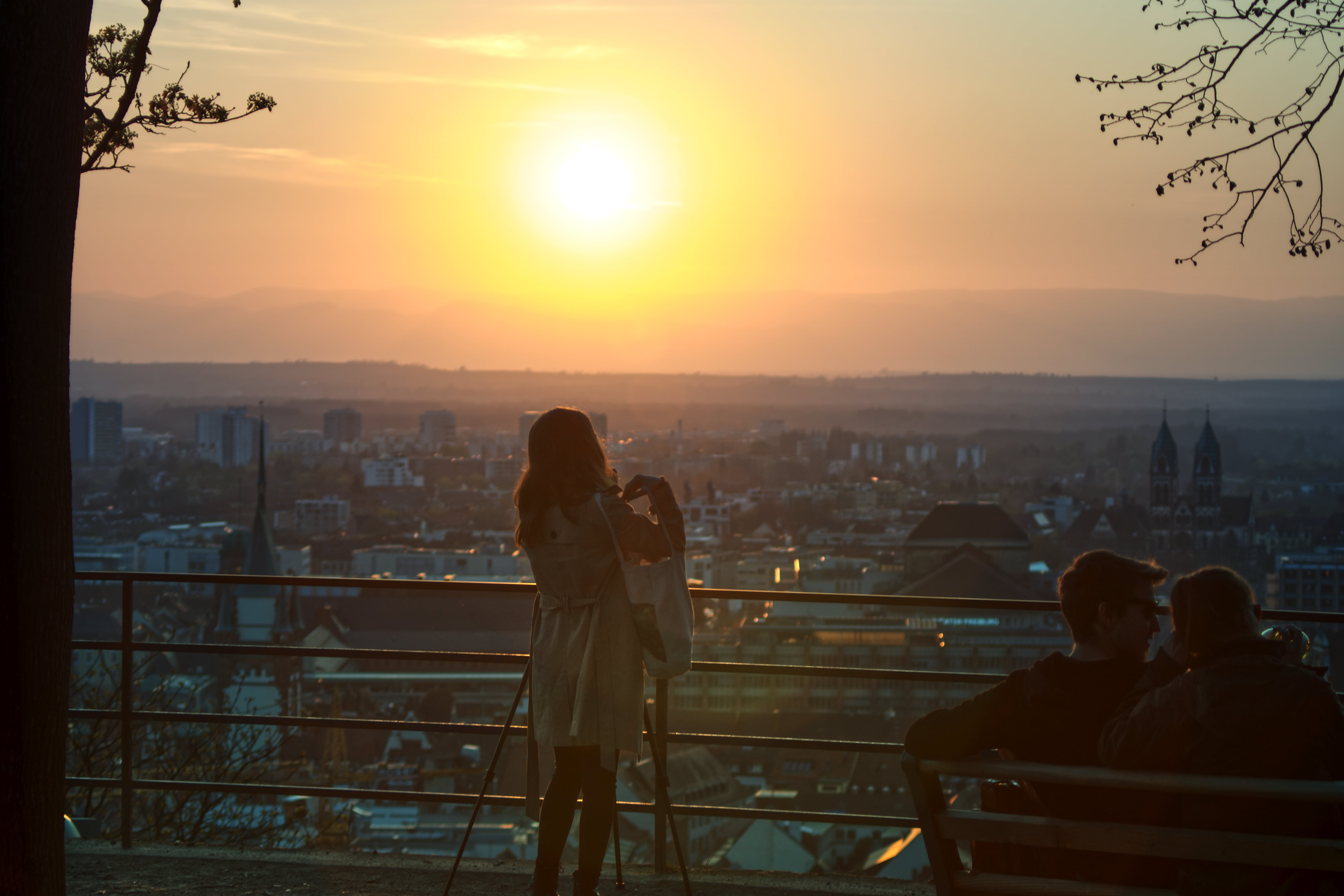 Frau im Sonnenuntergang in Freiburg